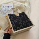 Pink Floral Linen Tote Bag